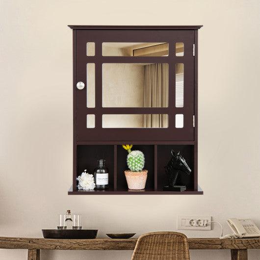Wall Mounted and Mirrored Bathroom Cabinet-Brown at Set Shop and Smile
