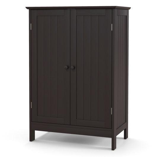 Bathroom Floor Storage Double Door Cupboard Cabinet-Brown at Set Shop and Smile