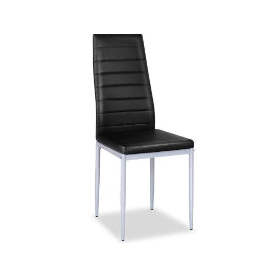 4 pcs PVC Leather Dining Side Chairs Elegant Design -Black at Set Shop and Smile