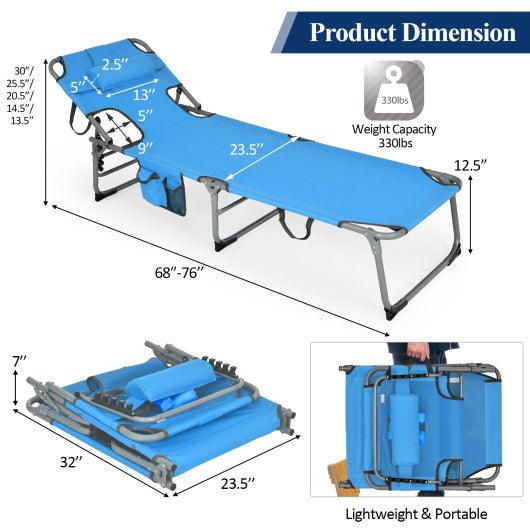 Folding Beach Lounge Chair with Pillow for Outdoor-Blue at Set Shop and Smile