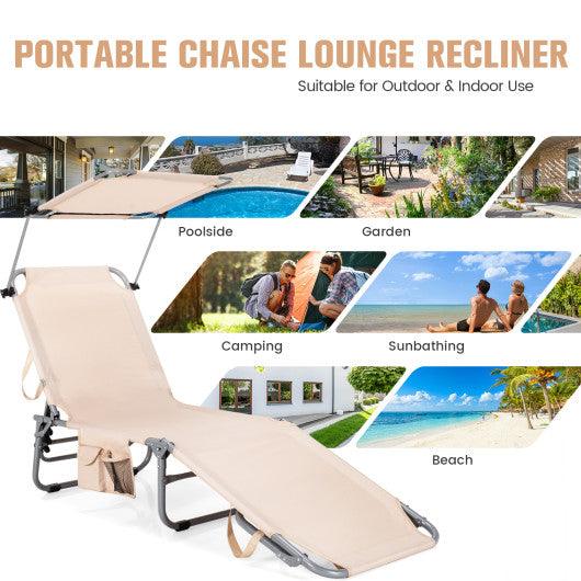 Adjustable Outdoor Beach Patio Pool Recliner with Sun Shade at Set Shop and Smile
