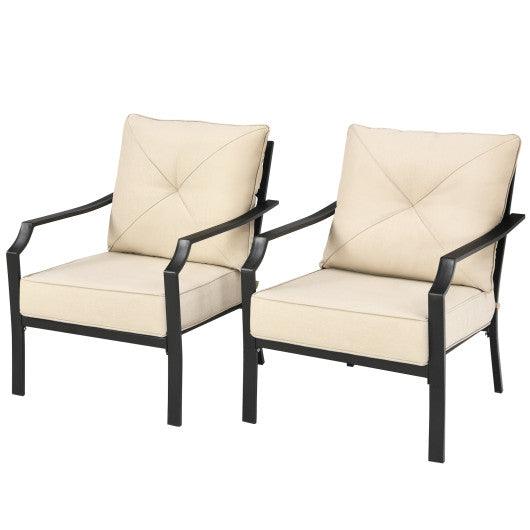 2 Pieces Patio Dining Set with Padded Cushions Armrest Steel Frame at Set Shop and Smile