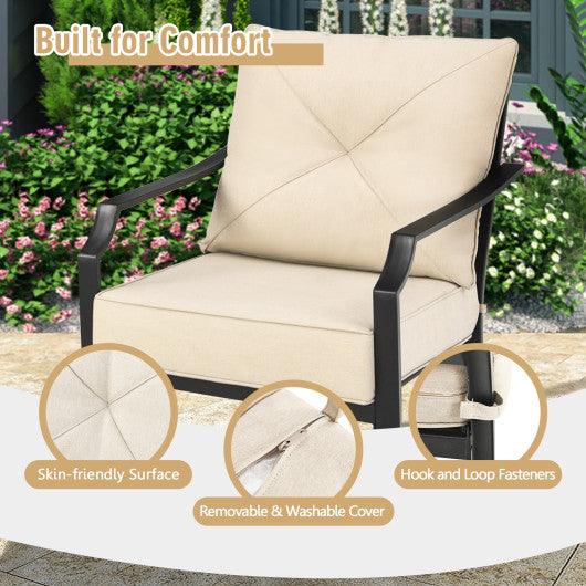 2 Pieces Patio Dining Set with Padded Cushions Armrest Steel Frame at Set Shop and Smile