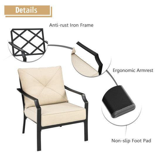 2 Pieces Patio Dining Set with Padded Cushions Armrest Steel Frame at Set Shop and Smile