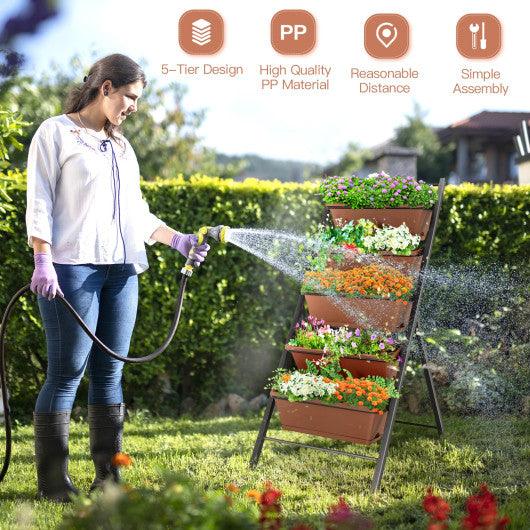 5-tier Vertical Garden Planter Box Elevated Raised Bed with 5 Container-Brown at Set Shop and Smile