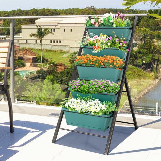 5-tier Vertical Garden Planter Box Elevated Raised Bed with 5 Container-Green at Set Shop and Smile