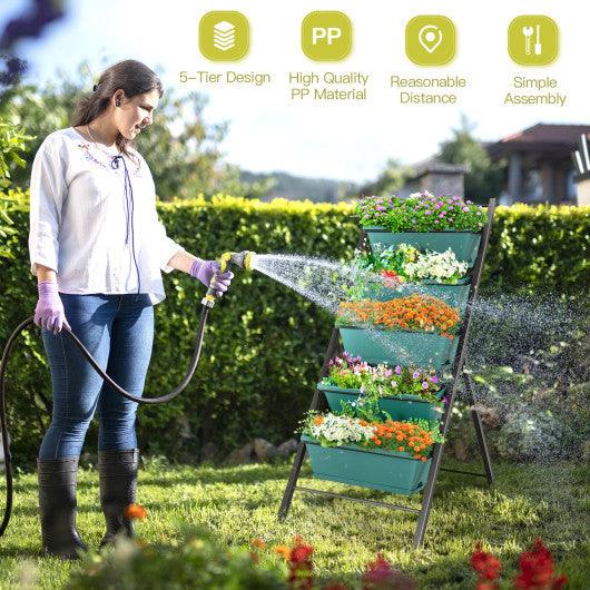 5-tier Vertical Garden Planter Box Elevated Raised Bed with 5 Container-Green at Set Shop and Smile