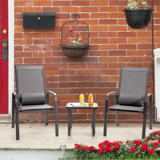 3 Pieces Patio Bistro Furniture Set with Adjustable Backrest-Gray at Set Shop and Smile