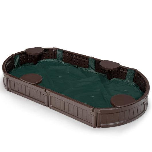 Sandbox with Built-in Corner Seat and Bottom Liner-Brown at Set Shop and Smile