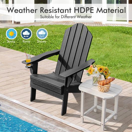 Foldable Weather Resistant Patio Chair with Built-in Cup Holder-Black at Set Shop and Smile