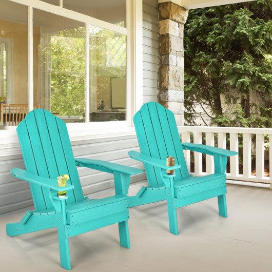 Foldable Weather Resistant Patio Chair with Built-in Cup Holder-Turquoise at Set Shop and Smile