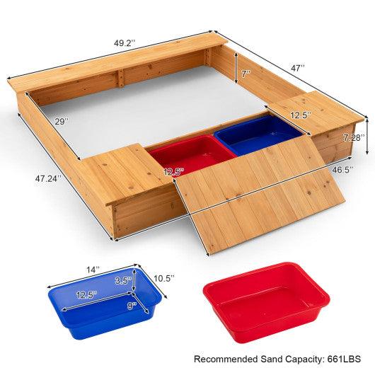 Kids Wooden Sandbox with Bench Seats and Storage Boxes at Set Shop and Smile