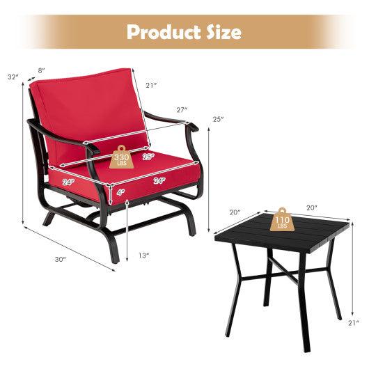 3 Piece Patio Rocking Chair Set with Coffee Table-Red at Set Shop and Smile