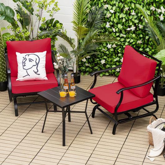 3 Piece Patio Rocking Chair Set with Coffee Table-Red at Set Shop and Smile