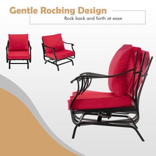 3 Piece Patio Rocking Chair Set with Coffee Table-Red at Set Shop and Smile