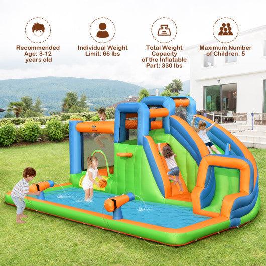 7-in-1 Inflatable Giant Water Park Bouncer with Dual Climbing Walls and 735W Blower at Set Shop and Smile
