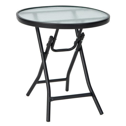 Patio Side Table with Tempered Glass Tabletop - Set Shop and Smile
