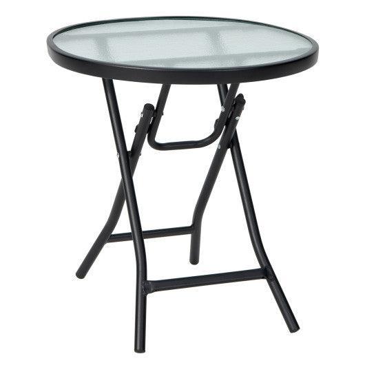 Patio Side Table with Tempered Glass Tabletop at Set Shop and Smile