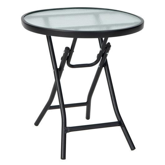 Patio Side Table with Tempered Glass Tabletop at Set Shop and Smile
