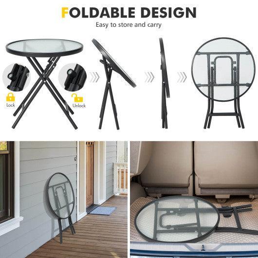 Patio Side Table with Tempered Glass Tabletop at Set Shop and Smile