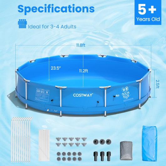Round Above Ground Swimming Pool With Pool Cover-Blue at Set Shop and Smile