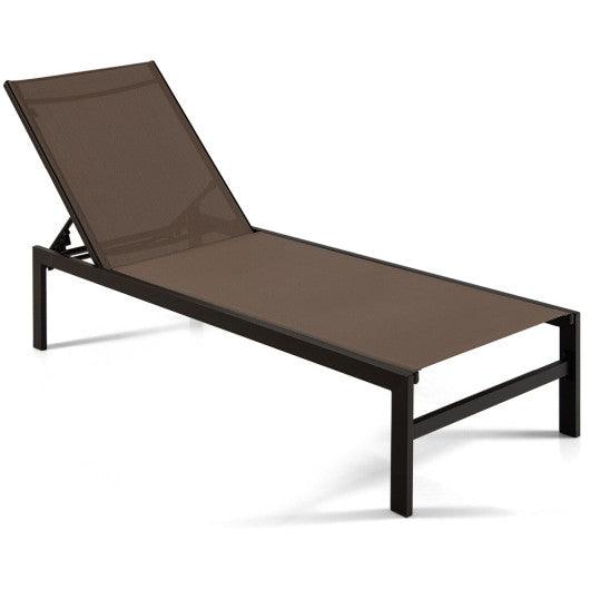 6-Position Chaise Lounge Chairs with Rustproof Aluminium Frame-Brown at Set Shop and Smile