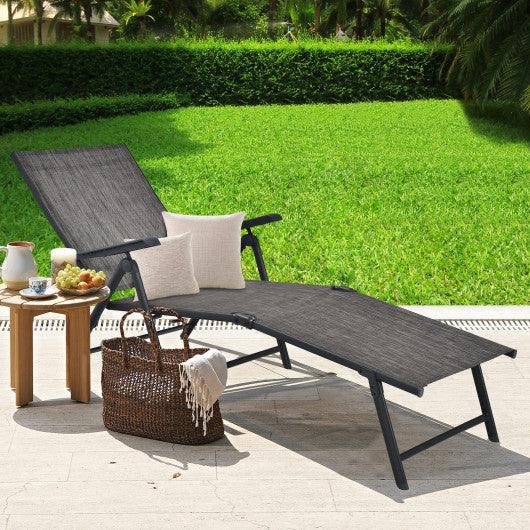 Patio Foldable Chaise Lounge Chair with Backrest and Footrest-Gray at Set Shop and Smile