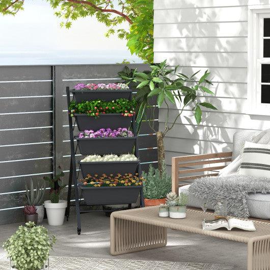 5-Tier Vertical Raised Garden Bed with Wheels and Container Boxes at Set Shop and Smile