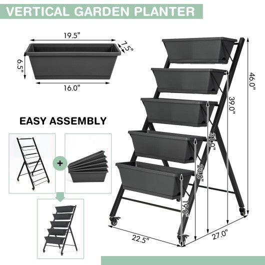 5-Tier Vertical Raised Garden Bed with Wheels and Container Boxes at Set Shop and Smile
