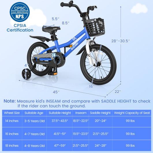 16 Inch Kid's Bike with Removable Training Wheels-Navy at Set Shop and Smile