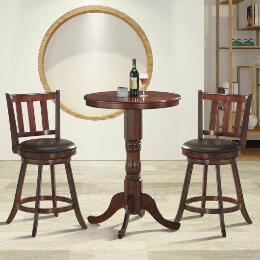 2 Pieces 360 Degree Swivel Wooden Counter Height Bar Stool Set with Cushioned Seat-25 inches at Set Shop and Smile