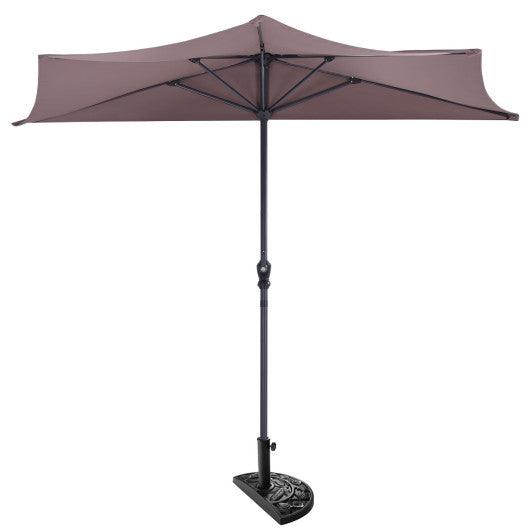 9' Half Round Patio Umbrella Sunshade without Weight Base at Set Shop and Smile