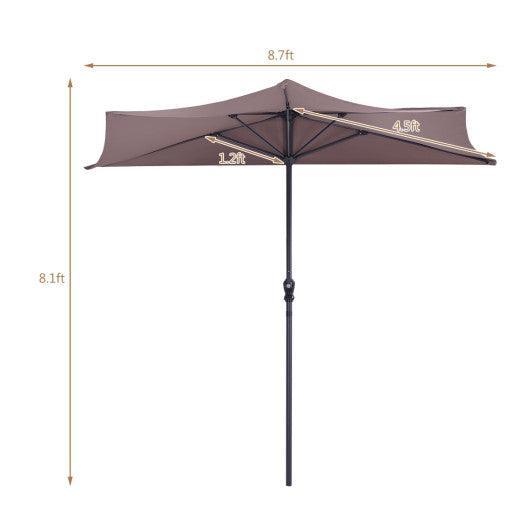 9' Half Round Patio Umbrella Sunshade without Weight Base at Set Shop and Smile