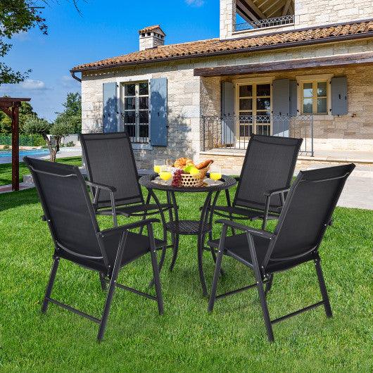 4-Pack Patio Folding Chairs Portable for Outdoor Camping-Black at Set Shop and Smile
