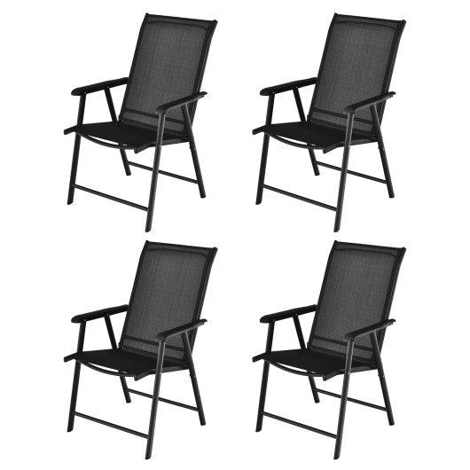 4-Pack Patio Folding Chairs Portable for Outdoor Camping-Black at Set Shop and Smile