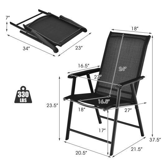 Set of 2 Outdoor Patio Folding Chair with Ergonomic Armrests-Black at Set Shop and Smile