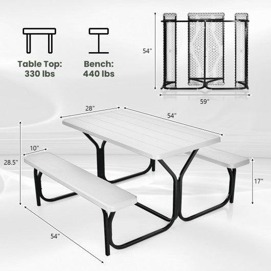Picnic Table Bench Set for Outdoor Camping -White at Set Shop and Smile
