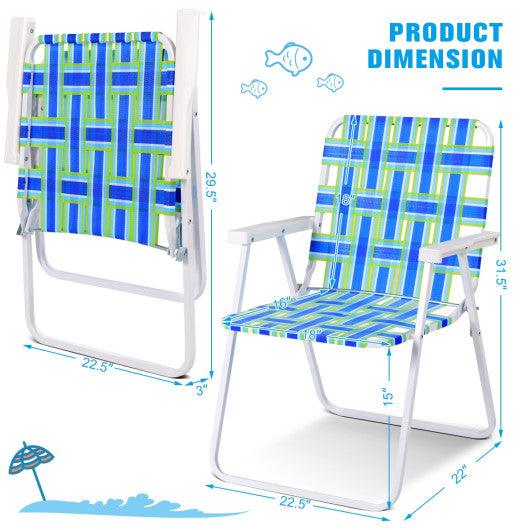 6 pcs Folding Beach Chair Camping Lawn Webbing Chair-Blue at Set Shop and Smile