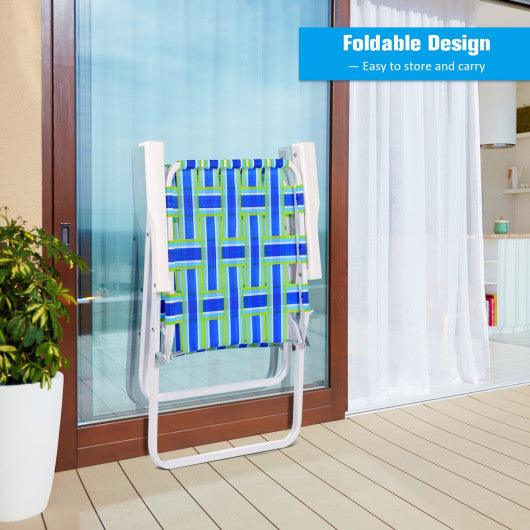 6 pcs Folding Beach Chair Camping Lawn Webbing Chair-Blue at Set Shop and Smile