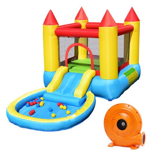 Inflatable Kids Slide Bounce House with 580w Blower at Set Shop and Smile