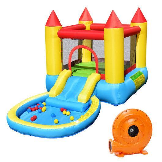 Inflatable Kids Slide Bounce House with 580w Blower at Set Shop and Smile