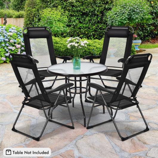 2 Pieces Patio Adjustable Folding Recliner Chairs with 7 Level Adjustable Backrest-Black at Set Shop and Smile