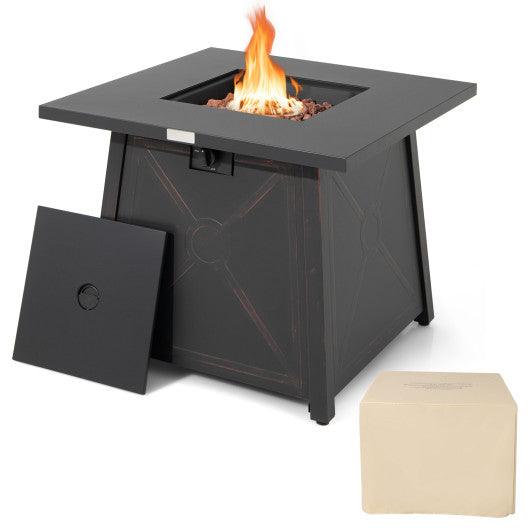 30 Inch Square Propane Gas Fire Table with Waterproof Cover at Set Shop and Smile