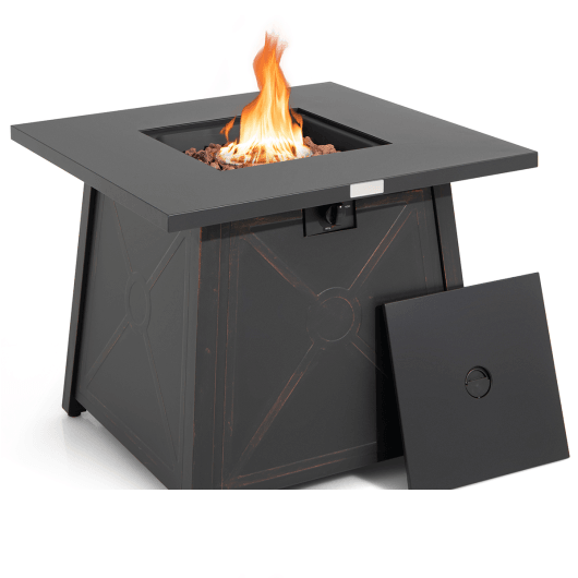 30 Inch Square Propane Gas Fire Table with Waterproof Cover at Set Shop and Smile