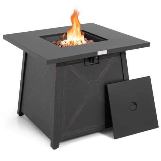 30 Inch Square Propane Gas Fire Table with Waterproof Cover at Set Shop and Smile