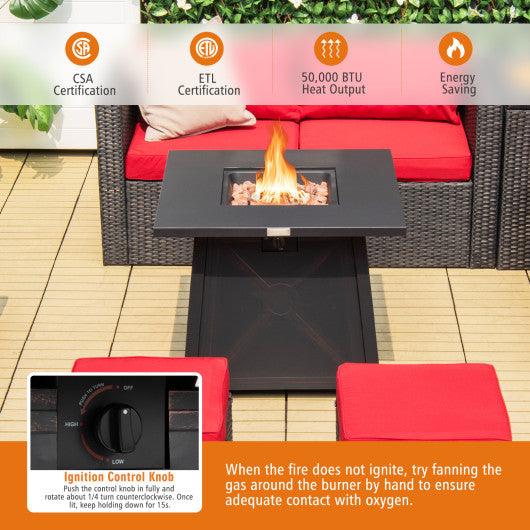 30 Inch Square Propane Gas Fire Table with Waterproof Cover at Set Shop and Smile