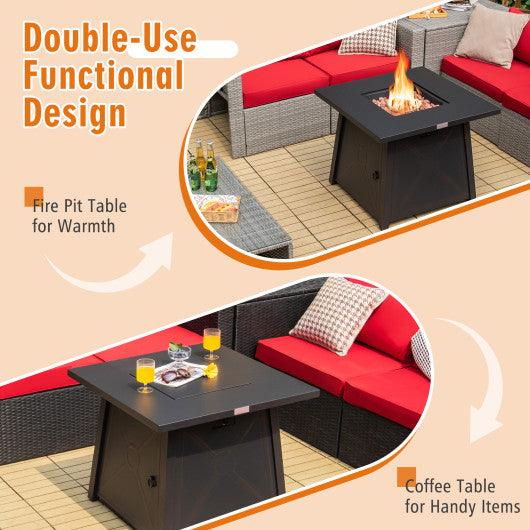 30 Inch Square Propane Gas Fire Table with Waterproof Cover at Set Shop and Smile