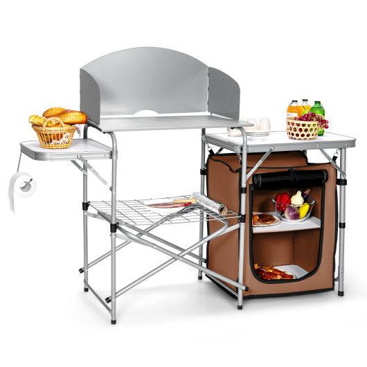 Foldable Outdoor BBQ Portable Grilling Table With Windscreen Bag at Set Shop and Smile