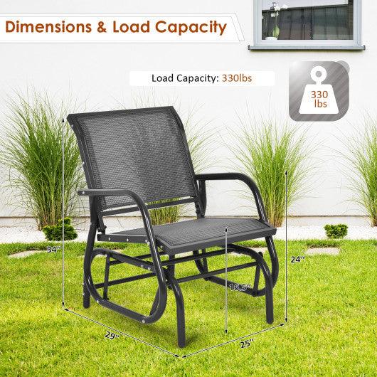 Outdoor Single Swing Glider Rocking Chair with Armrest-Gray at Set Shop and Smile