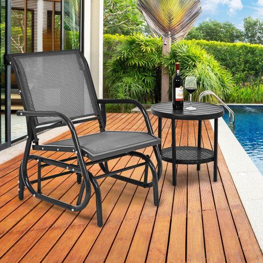 Outdoor Single Swing Glider Rocking Chair with Armrest-Gray at Set Shop and Smile